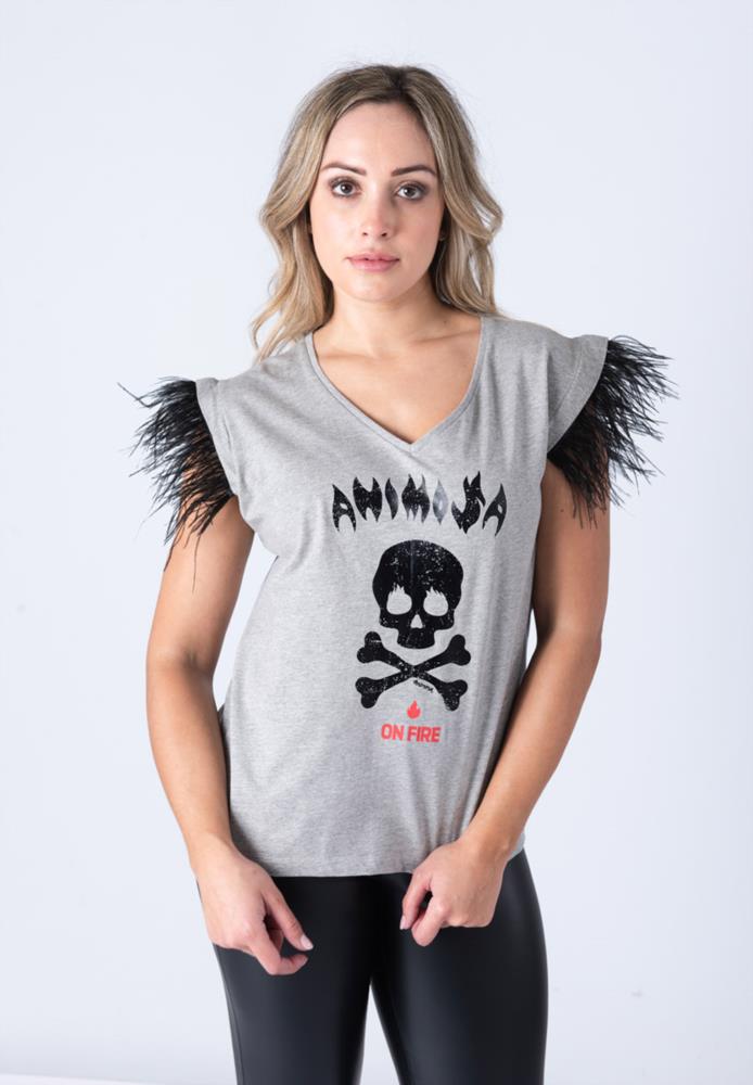 CAMISETA ANIMOSA ON FIRE GRIS