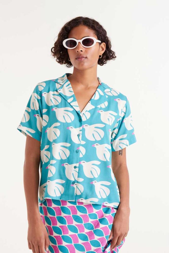 CAMISA RAYON LENZING ECOVERO ESTAMPADO DOVE